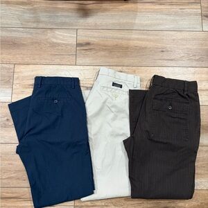 Banana Republic Men's Classic,Minimalist Pant Bundle-Navy, Khaki&Brown.S:32X32